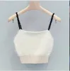 Camisetas sin mangas para mujer, suéter de lentejuelas hecho a mano con empalme de pelo blanco y correa pequeña, suela interior de cintura de una línea, camiseta sin mangas Sexy para mujer