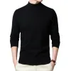 2022 Sweater Warm Men's Half Turtleneck Solid Color Pullover Fashion Thickening Middle-aged Long-sleeved Top