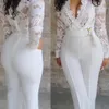 Casual Scossuit for Women Long Spodni Białe formalne eleganckie modne Jumpsuits Plus220R