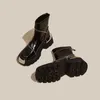 Botas sapatos para mulheres 2023 de alta qualidade preto mulheres rua moda redonda dedo do pé senhoras não deslizamento grosso sola gótico 231026