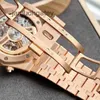 Relógios de luxo suíços AP Relógios de pulso Royal AP Oak Series 26239OR Rose Gold Frost Gold Blue Plate Mens Moda Lazer Negócios Esportes Voltar Transparente Mecânico YGVH