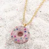 Iced Out Colorido Donuts Pingente Colar Moda Mens Mulheres Casais Hip Hop Rose Gold Colares Jewelry265A