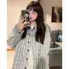 Women's Blouses Korean Style Shirts Women Autumn and Winter 2023 Vintage Long Sleeve Wild Casual Ladies Top Plaid Shirt