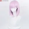 Trajes de Catsuit Anime Spy X Família Cosplay Fiona Frost Wig 37cm Curto Luz Rosa Resistente ao Calor Sintético Nightfall Halloween Party Mulheres Perucas