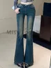 Jeans pour femmes Blue Fench Vintage Skinny Femmes Coréen Designer Denim Élégant Flare Pantalon Femme Bureau Lady Hight Taille Casual 2023