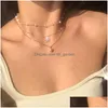 Pendant Necklaces 17Km Vintage Necklaces For Women Fashion Mti-Layer Shell Knot Pearl Chain Necklace 2021 Coin Cross Choker Dhgarden Otbbl