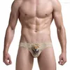 Underbyxor mäns sexiga mode 3D -tryck is siden silk korsa djurmönster korta underkläder bikini trosor gay låg midja