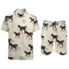 Men's Tracksuits Horse Men Sets Animal Casual Shorts Beach Shirt Set Summer Vintage Design Suit Short-Sleeved Plus Size Clothing
