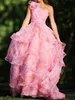 Robe de bal imprimée rose 2k24, asymétrique épaule dénudée, volants, couches en organza floral, ligne a, concours de beauté, soirée formelle, événement, piste, cravate noire, gala, robe de 16 ans, taille haute