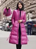 Women's Leather 2023 90% White Duck Down Jackets Raccoon Fur Collar Coat Female Real Sheepskin A