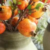 Decorative Flowers Mini Roses Artificial Rose Fruit Pomegranate Berries Bouquet Floral Garden Home Decor Tall Fall Stems