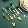 Set di stoviglie Set di 6 forchette cucchiaio di Natale Albero Caffè Dessert Tè Zuppa Mescolando Torta Frutta Stoviglie Regalo