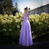 Lilac A Hat Tül Dantelli Balo Elbiseleri Uzun Kollu Korse Kadınlar Akşam Partisi Elbise Resmi Nedime Elbise Kıyafetler