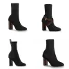 Женские дизайнерские ботинки, ботильоны с силуэтом, черные ботильоны martin, эластичные сапоги-носки на высоком каблуке и кроссовки на плоской подошве, зимняя женская обувь