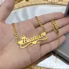 Pendant Necklaces Custom Name Necklace with Heart Personalized Cuban Chain Necklace for Girl Custom Stainless Steel Gold Necklae For Women Gift 231026