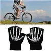 Guanti da ciclismo unisex adulto scheletro teschio mezze dita fosforescenti guanti invernali lavorati a maglia elasticizzati senza dita guanti antiscivolo