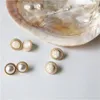 Brincos de garanhão 2023 vintage redondo mármore opala pedra grande para mulheres moda temperamento simulado pérola brincos