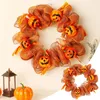 Decorative Flowers 1PCS Autumn Door Wreath Christmas Halloween Decoration Pumpkin Garland Artificial Cloth Rattan Home Navidad