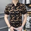 Camisas casuales para hombres Impresión de marca para hombres Camisa delgada de manga corta de verano Vestido formal de negocios de alta calidad Blusa de esmoquin social