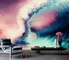 Wallpapers CJSIR HD Naked Sea Waves Couple Living Room Walls Custom Large Mural Green Silk Cloth Wallpaper Papel De Parede Para Quarto