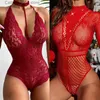 Set sexy Body sexy Donna Lingerie di pizzo Intimo erotico Teddy Babydoll Body Calze a rete Abito erotico Porno Sex Lenceria T231027