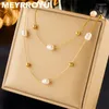 Pendant Necklaces MEYRROYU 316L Stainless Steel Necklace Bead Freshwater Pearl Double Chain Clavicle For Women Jewelry Accessories Bijoux