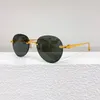 Óculos de sol lente pochromic alta qualidade redonda sem moldura mulheres homens designer moda óculos sol ouro metal quadro