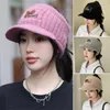 Bola bonés moda inverno quente malha chapéus earmuffs mulheres meninas à prova de frio à prova de vento bonnet casual esporte ao ar livre vazio topo boné de beisebol