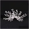 Clips para el cabello Barrettes Mujeres Clip para el cabello Floral Novia Headwear Boda Tiara Joyería Rhinestone Clips nupciales Accesorios Drop Dhgarden Ot6Lk