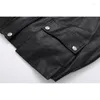 Women's Leather Simple Jacket Autumn Winter 2023 Trend Detachable Contrast Lapel Design Faux Cropped Jackets