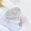 High Quality Popular New Bling 925 Silver Iced Out Vvs Diamond Round Hip Hop Moissanite Ring