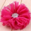 Decorative Flowers 5pcs 3" Artificial Fabric Frayed Bristles With Bling Snow Rhinestone Button Lace Trim Patch Applique Wedding