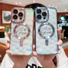 Luxury Laser Water Cube magnet wireless charging case for iPhone 15 14 13 12 11 Pro Max 14 15 Plus Transparent magnet phone case