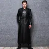 Men s Leather Faux Lautaro Long black leather trench coat men long sleeve double breasted spring autumn plus size pu mens clothing 6xl 7xl 231027