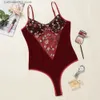 Sexy Set Stickerei Overall Für Frauen Samt Body Frauen Floral Spitze Patchwork Körper Sexy Spitze Body Dropshipping T231027