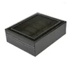 Watch Boxes 10 Slots Box Organizer For Men&Women - Black Faux Leather Holder W/Velvet Lining Stores Clocks Display Case