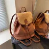 School Bags Women Korea Autumn Backpack Female Ins Student Soft Suede Shoulder Bag Casual Travel Bagpack Brown Rucksack Mochila