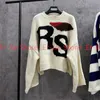 Men S tröjor 2023SS Loose Round Neck Pullover Autumn Winter Long Sleeve Sticked tröja överdimensionerade RAF Simons Rs 231027