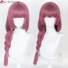 Costumes Catsuit de haute qualité Hiroi Kikuri Cosplay Anime Bocchi la tresse longue de 65 cm Rose Rose résistant à la chaleur femmes perruques Rock + bonnet de perruque