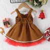 Vestidos da menina ano de natal crianças bebê meninas sem mangas rendas bowknot vestido outono infantil princesa crianças roupas