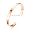 Bracciale moda 6mm sottile braccialetto in acciaio inossidabile 316L liscio anello aperto C braccialetto per donna uomo braccialetti braccialetti amanti gioielli goccia Dh2Cx