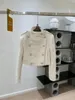 女性用ジャケット2023秋のファッション女性ダブル胸ホワイトツイードジャケットレディシックアウターコートDDXGZ2 8.24