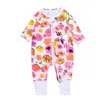 pasgeboren kinderen baby jongen meisje baby bloem rits lange mouw romper jumpsuit herfst kleding outfit set