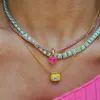 Girocolli colorato rosa zircone collana cuore amore girocollo catena in acciaio per le donne ragazza gioielli in metallo moda vintage INS 2023 231025