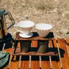 Camp Furniture Outdoor Portable Camping Walnut Wood Coffee Rack Table Folding Indoor Hand Brewed Supplies