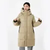 女性用トレンチコート冬の濃い暖かいミッドレングスパフジャケット長袖ジッパーパーカー韓国ポケット綿カジュアルルーズアウターブラック