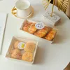 Opakowanie prezentowe 50pcs białe kraft papierowe tacki z jedzeniem prostokątne pudełka z kanapką na ciasto chleb piekarnia pudełko piekarni z przezroczystymi pokrywkami