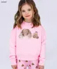 Luxury high quality hoodie for baby lovely pink kids sweater Size 100-150 Doll Bear Print Pure white children pullover Oct25