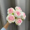 Flores decorativas 1 pc de malha flor lã tecido falso buquê artificial decoração de casamento mão-tecido crochê casa mesa decorar presente