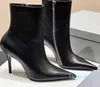 Stivaletti da strega Nero Rosso da donna in vera pelle con punta a punta Stivaletti con tacco a spillo Zip laterale Stivali con tacco alto Stivali di lusso firmati fabbrica di scarpe footwe